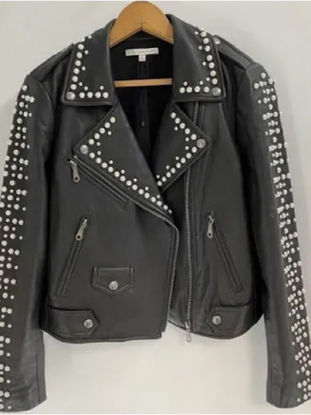 Rebecca Minkoff Black Leather Studded Moto Jacket